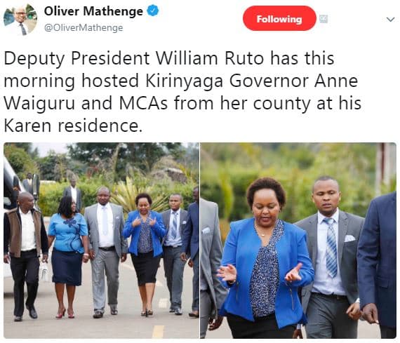 Oliver mathenge olivermathenge following deputy president william ruto has this