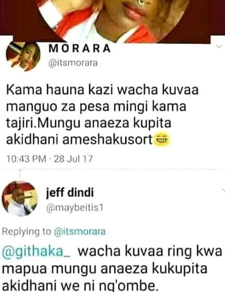 Mor ara itsmorara kama hauna kazi wacha kuvaa manguo za pesa mingi kama tajiri m