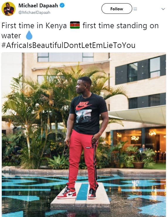 Michael dapaah michaeldapaah follow first time in kenya first time standing on w