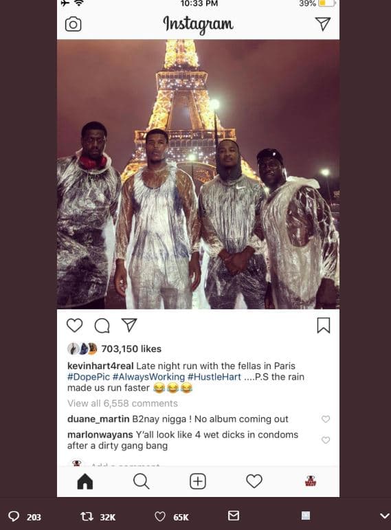 1033 pm 39 0 jnstagnam 0 703,150 likes kevinhart4real late night run with the fe