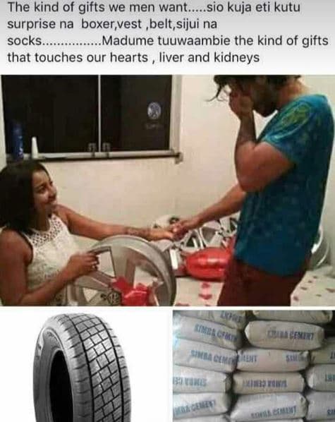 The kind of gifts we men want..sio kuja eti kutu surprise na boxervest ,belt, si