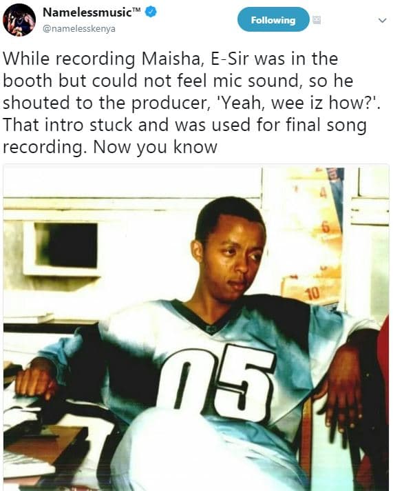 Namelessmusic namelesskenya following while recording maisha, esir was in the bo