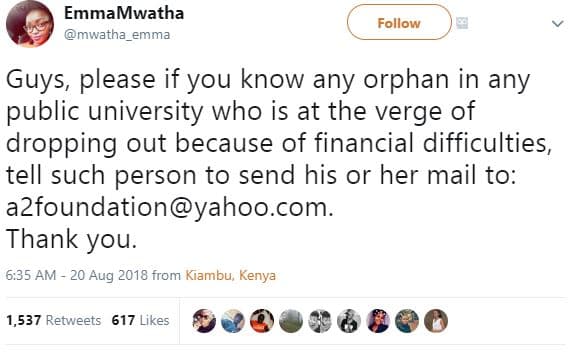 Emmamwatha mwatha_emma follow guys, please if you know any orphan in any public