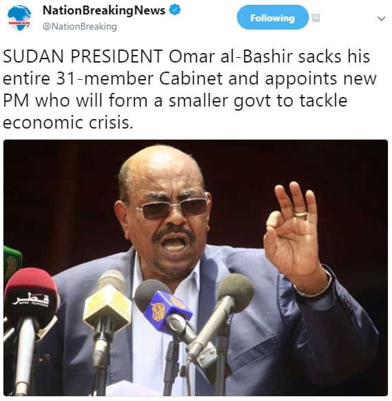 Nationbreakingnews nationbreaking following sudan president omar albashir sacks