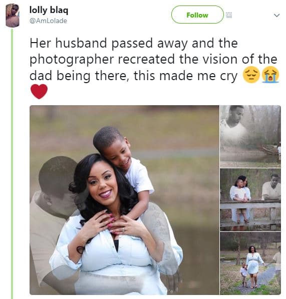 Lolly blaq amlolade follow her husband passed away and the photographer recreate