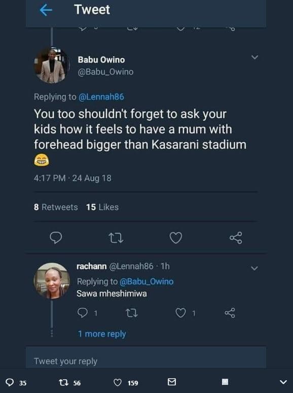 Tweet babu owino babu_owino replying to lennah86 you too shouldn't forget to ask