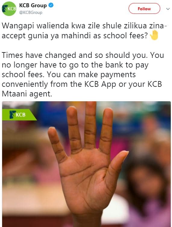 Kcb group kcb kcbgroup follow wangapi walienda kwa zile shule zilikua zina accep