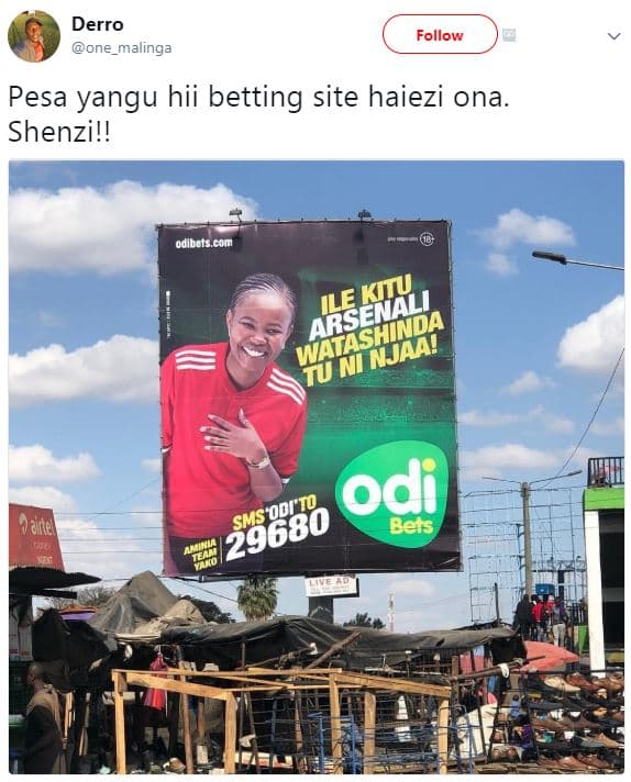Derro one_malinga follow pesa yangu hii betting site haiezi ona. shenzi!! odlbet