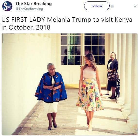 The star breaking thestarbreaking follow us first lady melania trump to visit ke