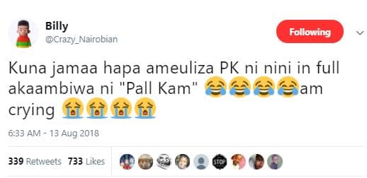 Billy crazy_nairobian following kuna jamaa hapa ameuliza pk ni nini in full akaa