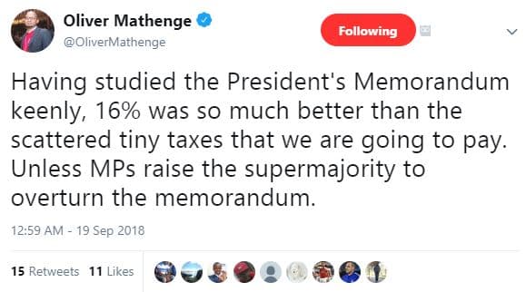 Oliver mathenge olivermathenge following having studied the president's memorand