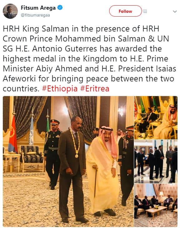 Fitsum arega fitsumaregaa follow hrh king salman in the presence of hrh crown pr