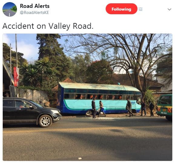 Road alerts roadalertske following accident on valley road.