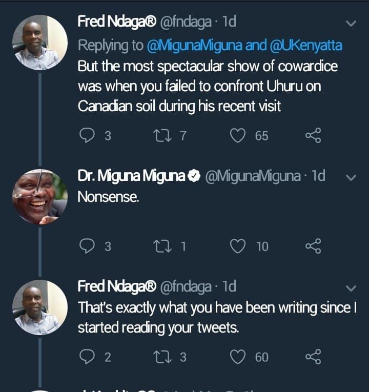 Fred ndaga fndaga id replying to migunamiguna and ukenyatta but the most spectac