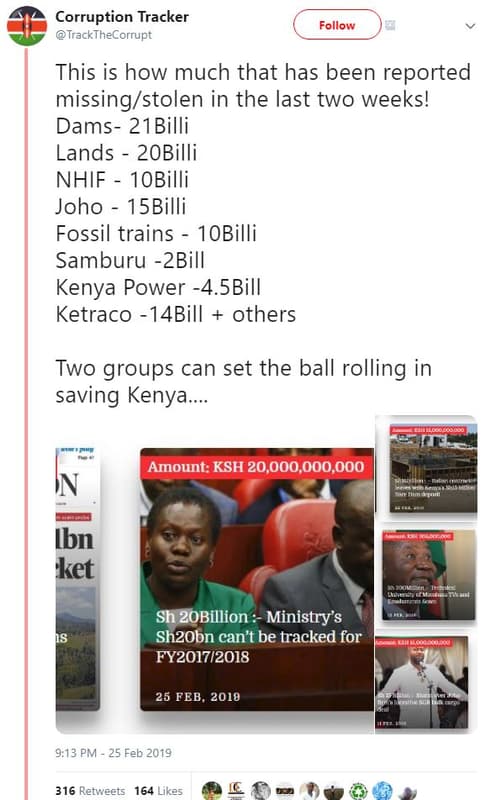 Corruption tracker trackthecorrupt follow this is how much that has been reporte