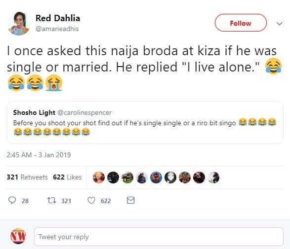 Red dahlia amarieadhis follow once asked this naija broda at kiza if he was sing