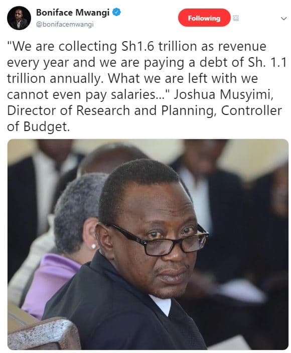Boniface mwangi bonifacemwangi following we are collecting sh1.6 trillion as rev