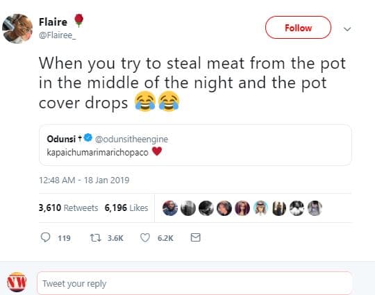 Flaire flairee follow when you try to steal meat from the pot in the middle of t