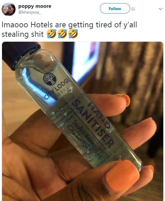 Poppy moore khanyoza follow imaooo hotels are getting tired of y'all stealing sh