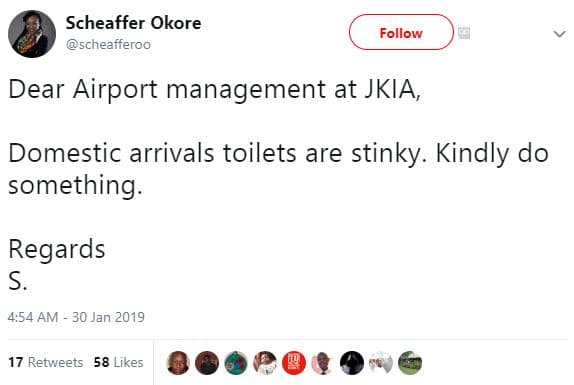 Scheaffer okore scheafferoo follow dear airport management at jkia domestic arri