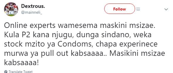 Dextrous mainneli _ follow online experts wamesema maskini msizae. kula p2 kana