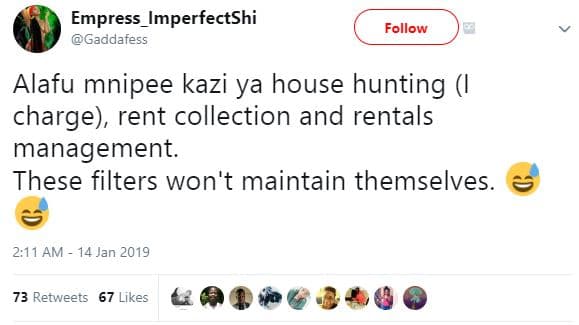 Empress_imperfectshi gaddafess follow alafu mnipee kazi ya house hunting charge