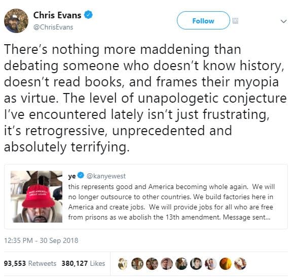 Chris evans chrisevans follow there's nothing more maddening than debating someo