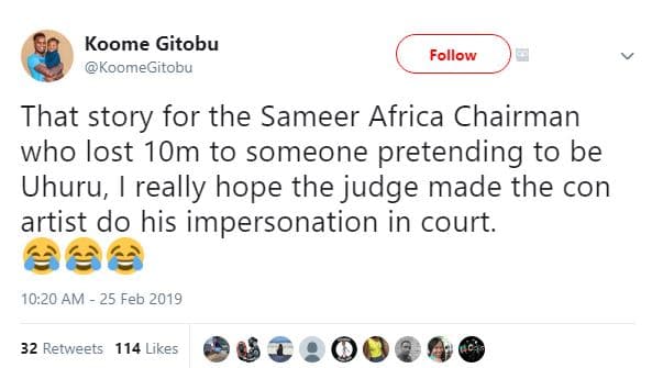 Koome gitobu koomegitobu follow that story for the sameer africa chairman who lo