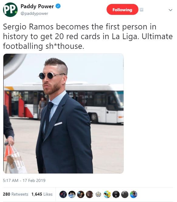 Pp paddy power paddypower following sergio ramos becomes the first person in his
