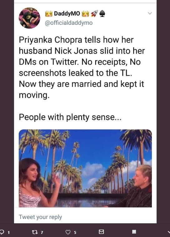 Daddymo officialdaddymo priyanka chopra tells how her husband nick jonas slid in