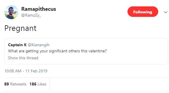 Ramapithecus ramzzy _ following pregnant captain k kianangih what are getting yo