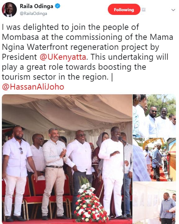 Raila odinga railaodinga following was delighted to join the people of mombasa a