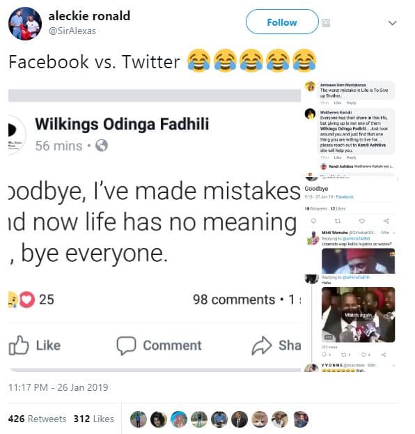 Aleckie ronald siralexas follow facebook vs. twitter mli nun thlioims oinlientoo