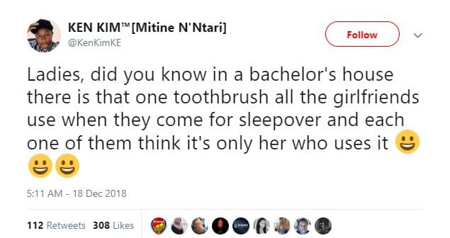 Ken kim mitine n'ntari kenkimke follow ladies did you know in a bachelor's house