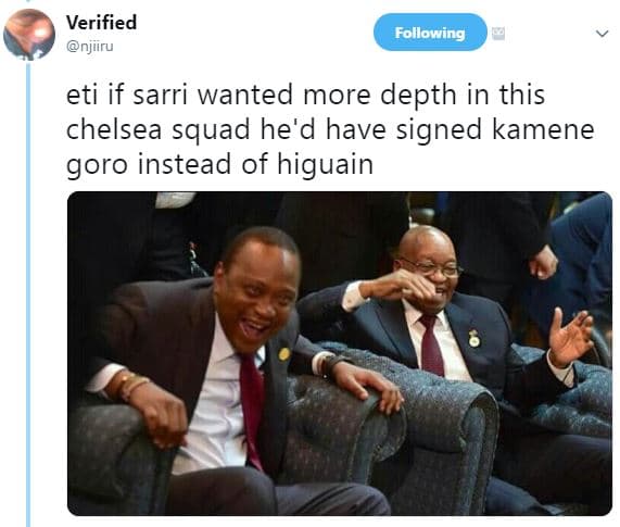 Verified njiiru following eti if sarri wanted more depth in this chelsea squad h