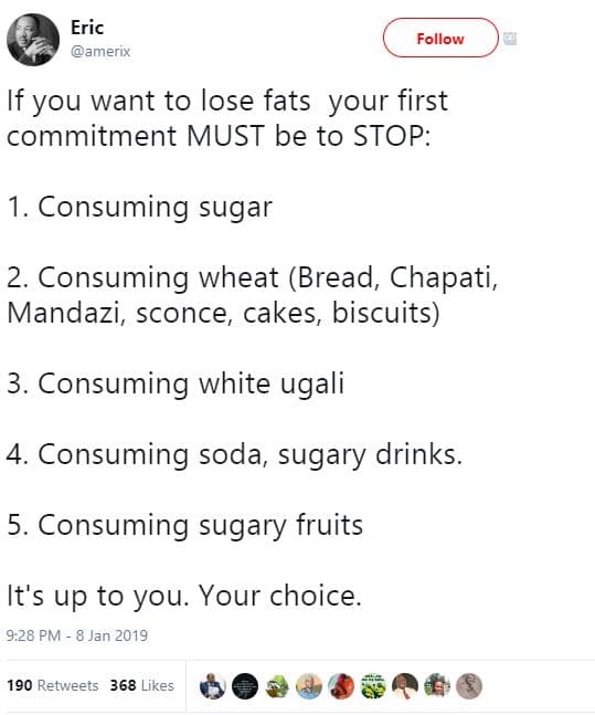 Eric amerix follow if you want to lose fats your first commitment must be to sto