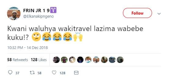 Frin jr 1 90 elkanakipngeno follow kwani waluhya wakitravel lazima wabebe kuku!?