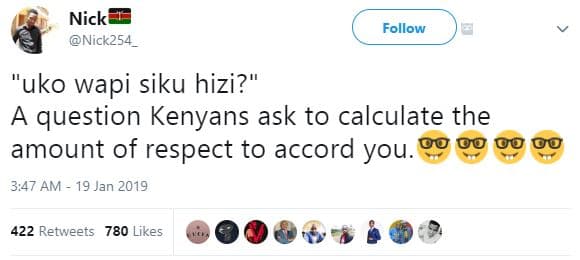 Nicki nick254 follow uko wapi siku hizi? question kenyans ask to calculate the a