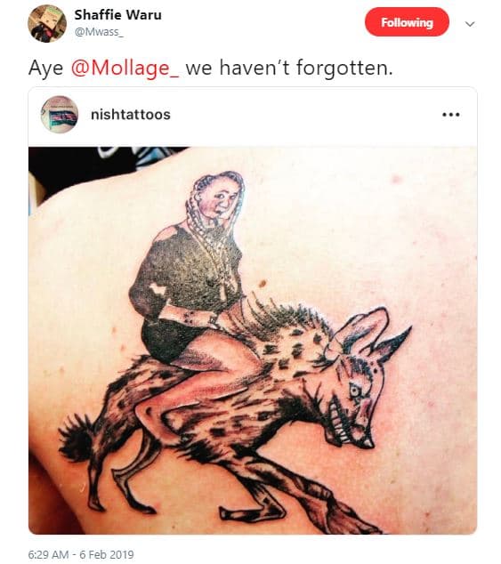 Shaffie waru mwass_ following aye mollage we haven't forgotten. nishtattoos 6.29