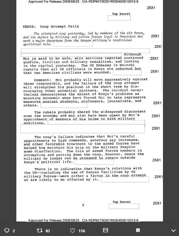 Approved for release 08,25 ciardpb4too3oiroo04ooo100139 25x1 top secret kenya co