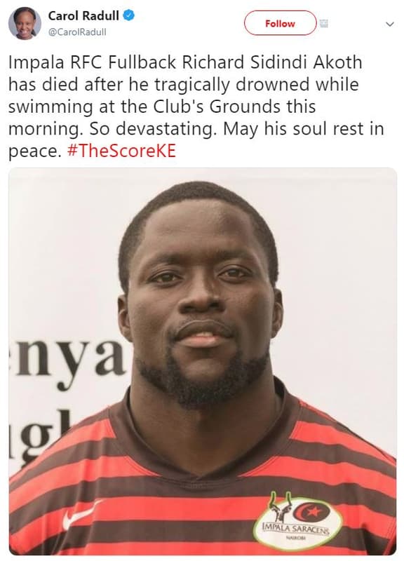 Carol radull carolradull follow impala rfc fullback richard sidindi akoth has di