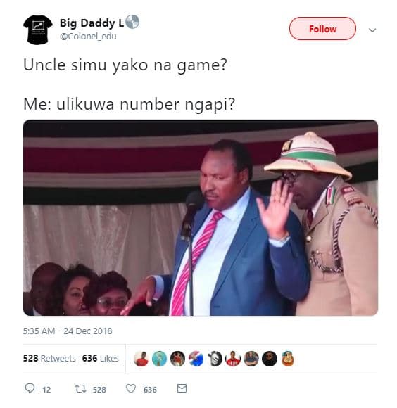 Big daddy l colonel_edu follow uncle simu yako na game? me ulikuwa number ngapi?