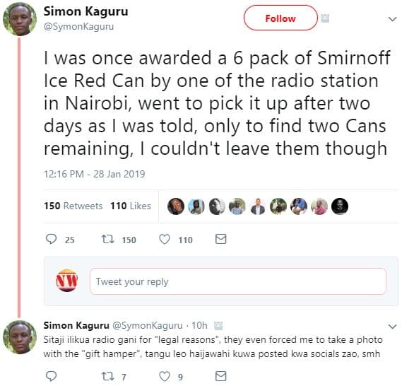 Simon kaguru symonkaguru follow was once awarded a 6 pack of smirnoff ice red ca