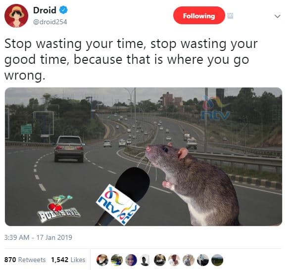 Droid droid254 following stop wasting your time stop wasting your good time beca