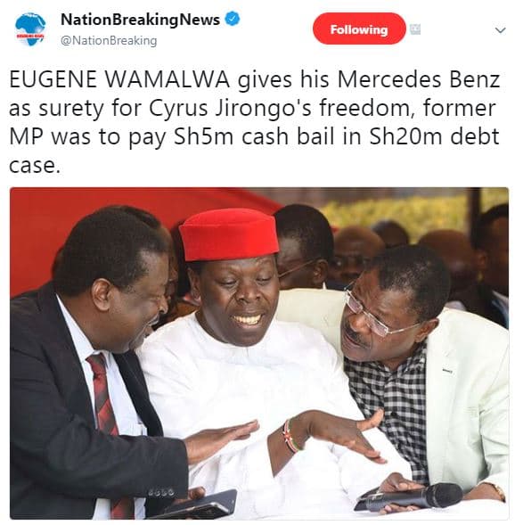 Nationbreakingnews nationbreaking following eugene wamalwa gives his mercedes be