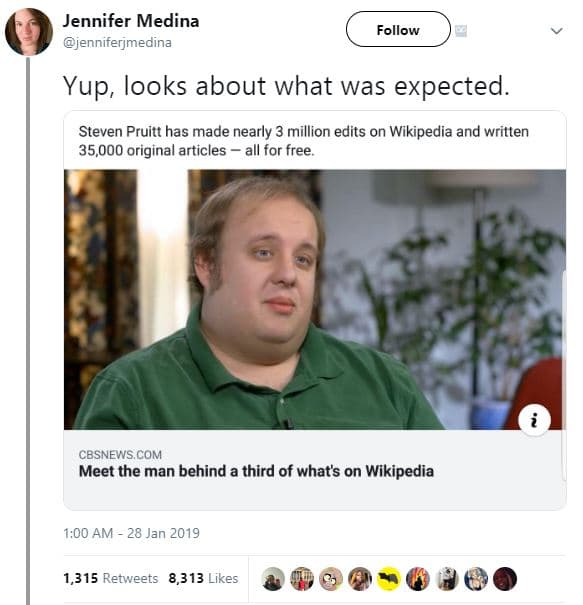 Jennifer medina jenniferjmedina follow yup, looks about what was expected. steve