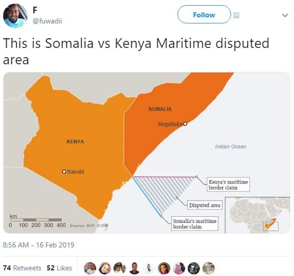 Follow fuwadii this is somalia vs kenya maritime disputed area somalia mogıdish