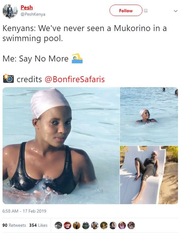 Pesh peshkenya follow kenyans we've never seen mukorino in swimming pool. me say