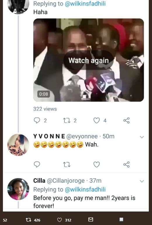 Replying to wilkinsfadhili haha watch again 0.08 322 views 0 2 1l 2 yvonne evyon