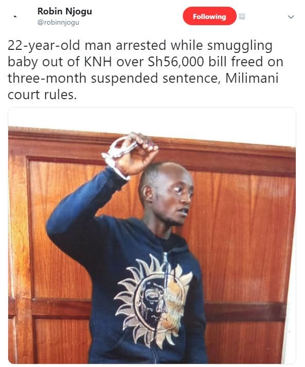 Robin njogu robinnjogu following 22yearold man arrested while smuggling baby out